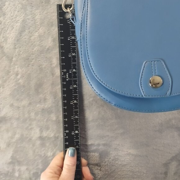 BONA Blue Faux Leather Crossbody Bag Purse Adjustable Strap Card Slots Small - Picture 9 of 12